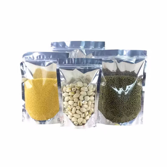 Emballage personnalisé et en stock Pochette refermable, sacs en plastique Mylar à fermeture éclair, sac Mylar de forme personnalisée avec fenêtre