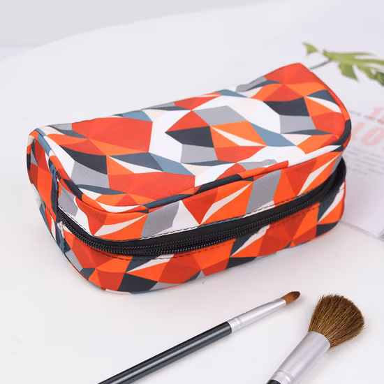 Sac cosmétique de mode de poche de stockage de maquillage de polyester de logo fait sur commande RPET avec la tirette